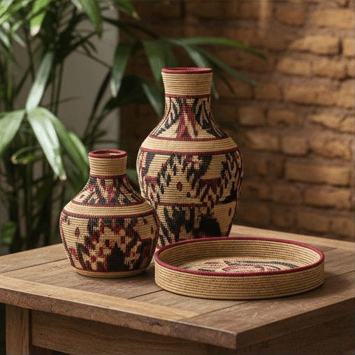 Ejemplo 5 - Jarrón en Fibra de Palma de Werregue
