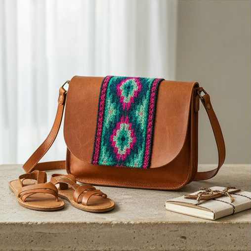 Ejemplo 7 - Bolso "Tradición" en Cuero y Telar